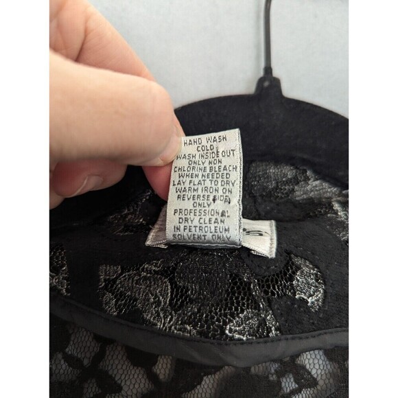 Chicos Jacket Womens Size 2/L Black‎ Lace Sheer Mature Career Office Whimsygoth - Picture 9 of 11